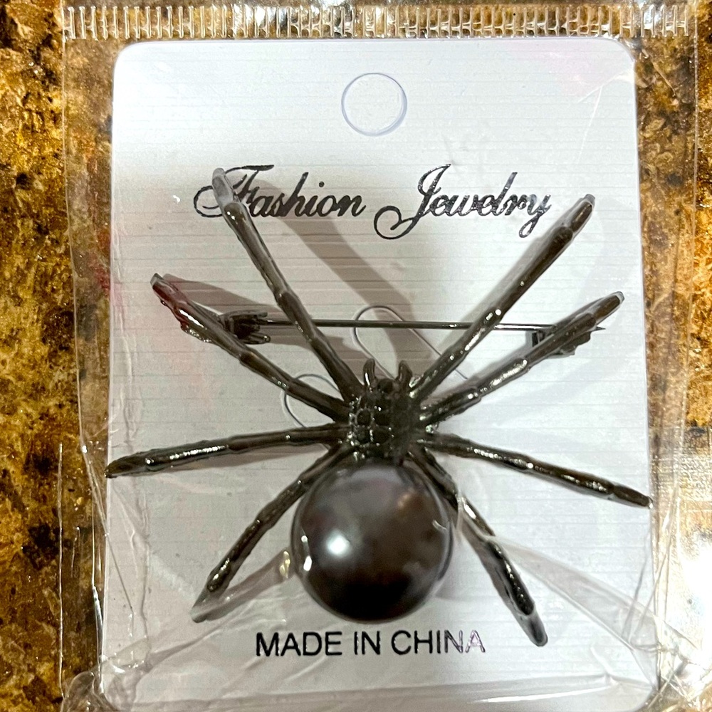 Dark Spider crystal brooch